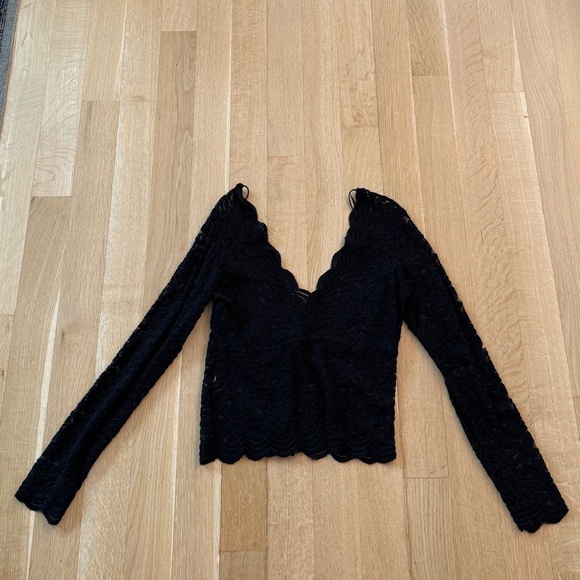 Zara Black Lace Scalloped Blouse - Picture 5 of 7